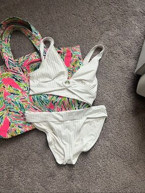 L Aerie Ribbed Two-Piece Bikini Set